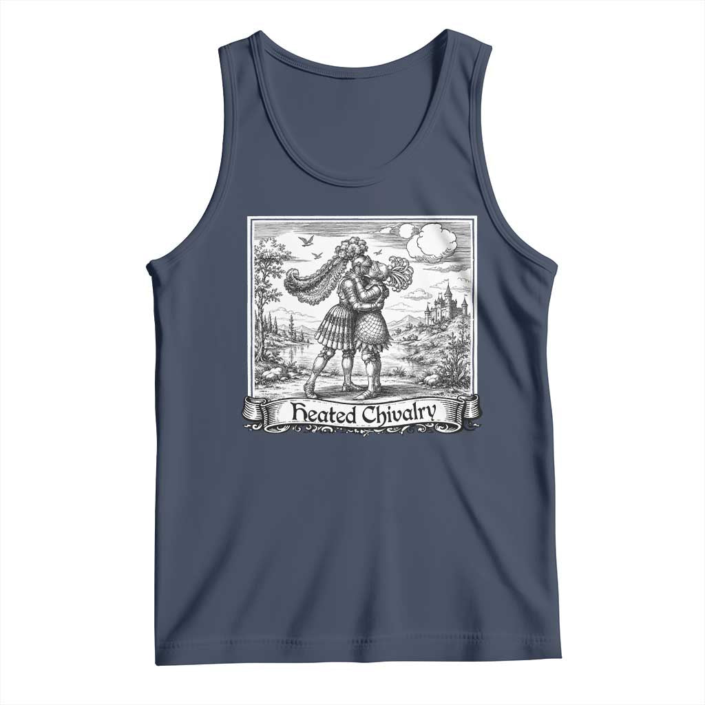 Heated Chivalry Medieval Knights Kissing LGBT Pride Tank Top TS11 Navy Print Your Wear