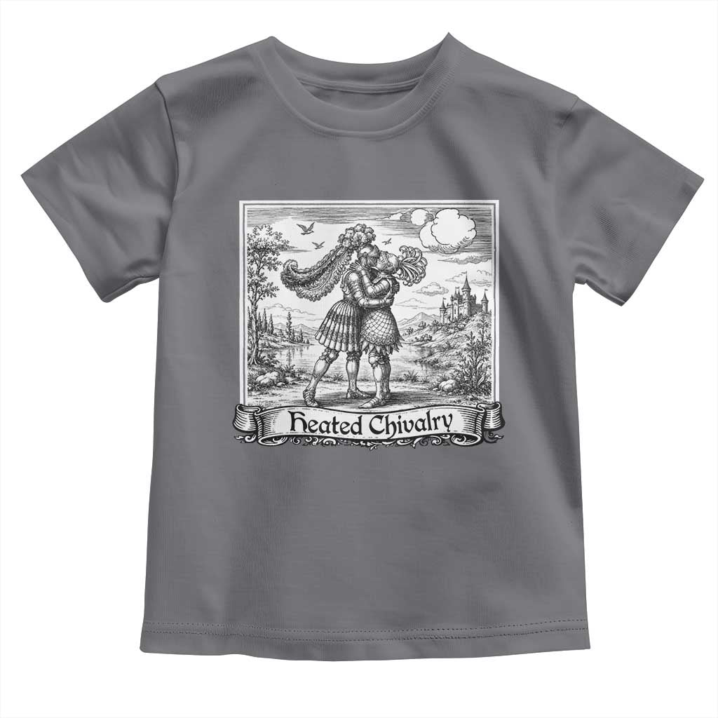 Heated Chivalry Medieval Knights Kissing LGBT Pride Toddler T Shirt TS11 Charcoal Print Your Wear
