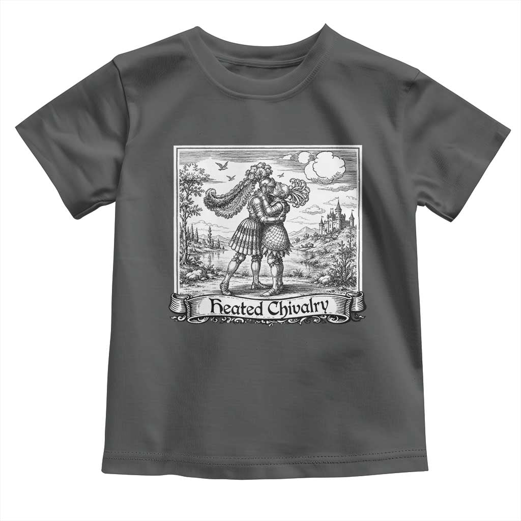 Heated Chivalry Medieval Knights Kissing LGBT Pride Toddler T Shirt TS11 Dark Heather Print Your Wear
