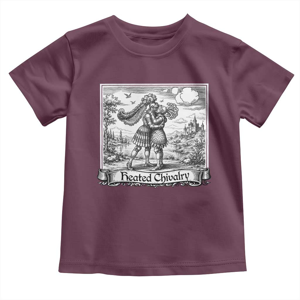 Heated Chivalry Medieval Knights Kissing LGBT Pride Toddler T Shirt TS11 Maroon Print Your Wear