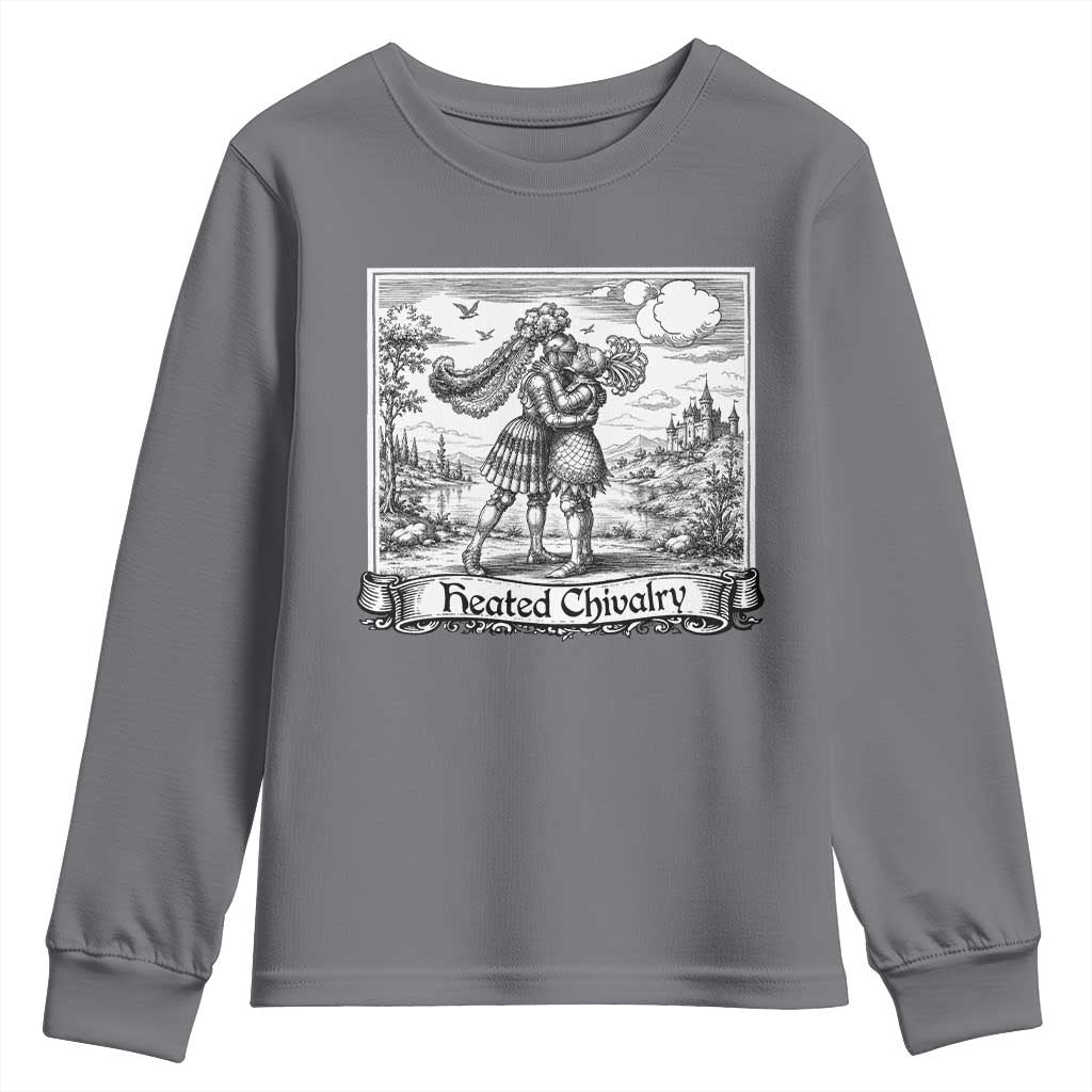 Heated Chivalry Medieval Knights Kissing LGBT Pride Youth Sweatshirt TS11 Charcoal Print Your Wear