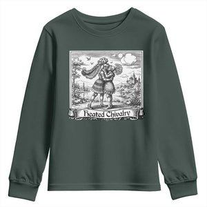 Heated Chivalry Medieval Knights Kissing LGBT Pride Youth Sweatshirt TS11 Dark Forest Green Print Your Wear