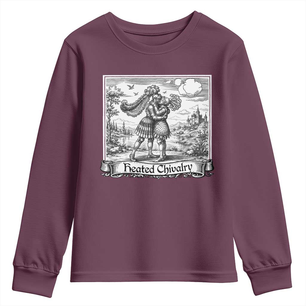 Heated Chivalry Medieval Knights Kissing LGBT Pride Youth Sweatshirt TS11 Maroon Print Your Wear