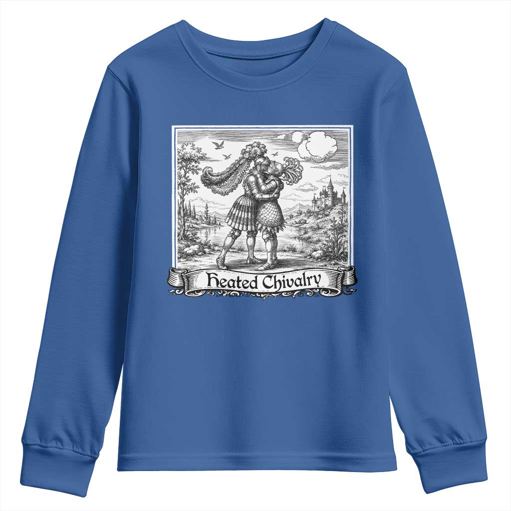 Heated Chivalry Medieval Knights Kissing LGBT Pride Youth Sweatshirt TS11 Royal Blue Print Your Wear