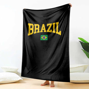 Brazil Football Throwback Design Vintage Brazilian Flag Jersey Style Throw Blanket TS11 Print Your Wear