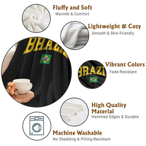 Brazil Football Throwback Design Vintage Brazilian Flag Jersey Style Throw Blanket TS11 Print Your Wear