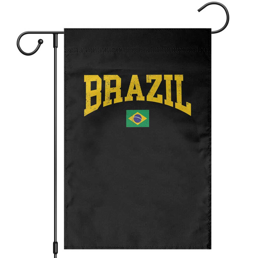 Brazil Football Throwback Design Vintage Brazilian Flag Jersey Style Garden Flag TS11 Black Print Your Wear