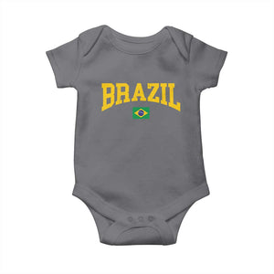 Brazil Football Throwback Design Vintage Brazilian Flag Jersey Style Baby Onesie TS11 Charcoal Print Your Wear