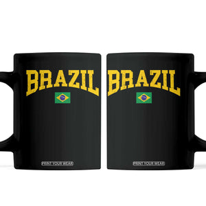 Brazil Football Throwback Design Vintage Brazilian Flag Jersey Style Coffee Mug TS11 Black Print Your Wear