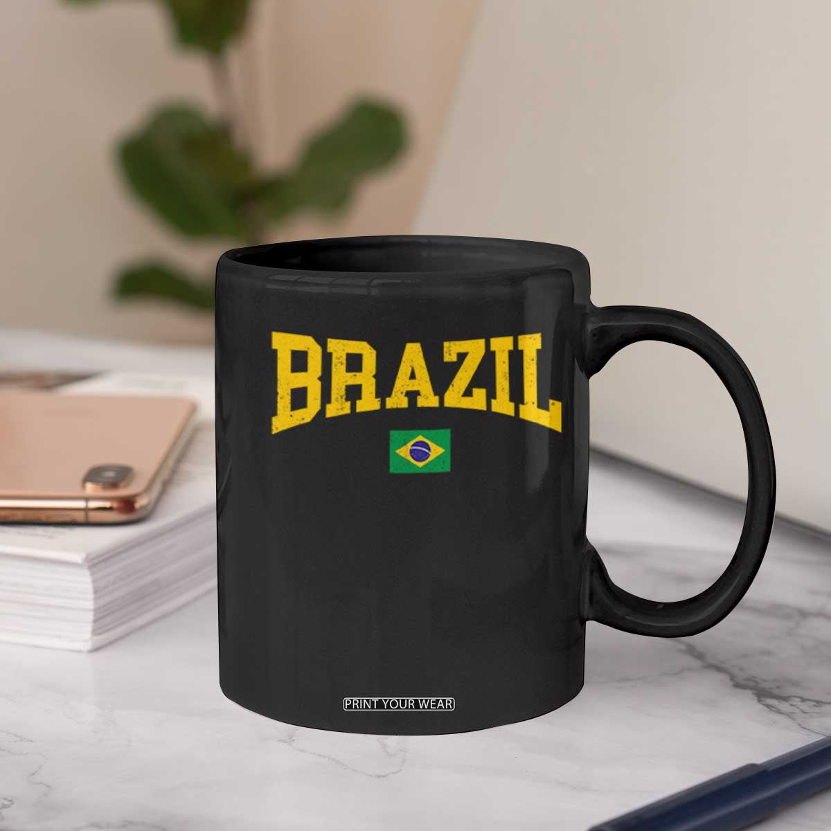 Brazil Football Throwback Design Vintage Brazilian Flag Jersey Style Coffee Mug TS11 Print Your Wear