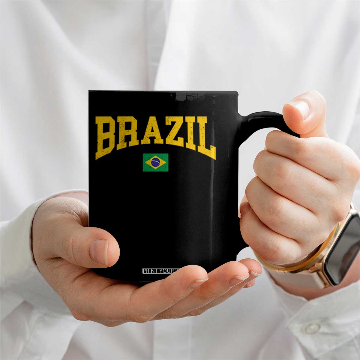 Brazil Football Throwback Design Vintage Brazilian Flag Jersey Style Coffee Mug TS11 Print Your Wear