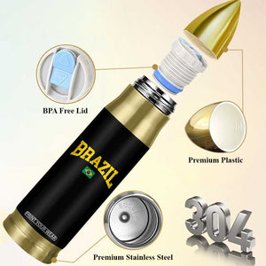 Brazil Football Throwback Design Vintage Brazilian Flag Jersey Style Bullet Tumbler TS11 Print Your Wear