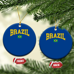 Brazil Football Throwback Design Vintage Brazilian Flag Jersey Style Ceramic Ornament TS11 1pc Blue Print Your Wear