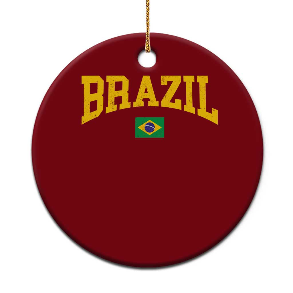 Brazil Football Throwback Design Vintage Brazilian Flag Jersey Style Ceramic Ornament TS11 1pc Red Print Your Wear