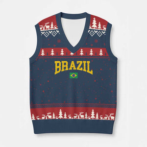 Brazil Football Throwback Design Vintage Brazilian Flag Jersey Style V-Neck Knit Sweater Vest TS11 Navy Red Print Your Wear