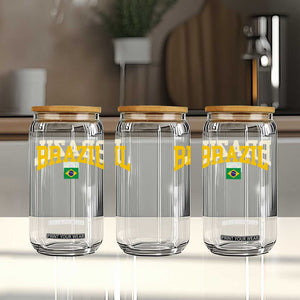 Brazil Football Throwback Design Vintage Brazilian Flag Jersey Style Glass Can TS11 Print Your Wear
