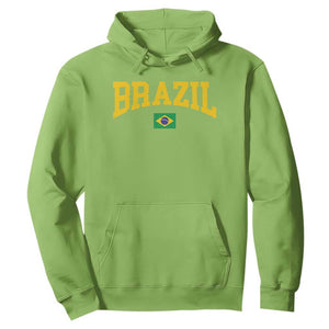 Brazil Football Throwback Design Vintage Brazilian Flag Jersey Style Hoodie TS11 Lime Print Your Wear