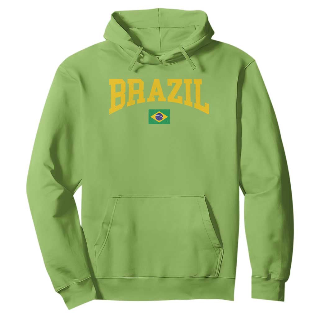 Brazil Football Throwback Design Vintage Brazilian Flag Jersey Style Hoodie TS11 Lime Print Your Wear
