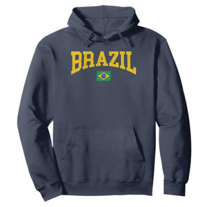 Brazil Football Throwback Design Vintage Brazilian Flag Jersey Style Hoodie TS11 Navy Print Your Wear