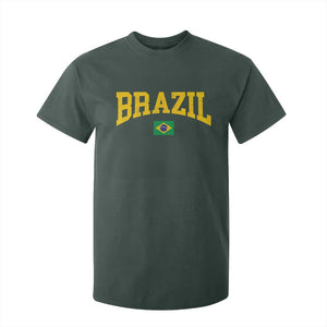 Brazil Football Throwback Design Vintage Brazilian Flag Jersey Style T Shirt For Kid TS11 Dark Forest Green Print Your Wear