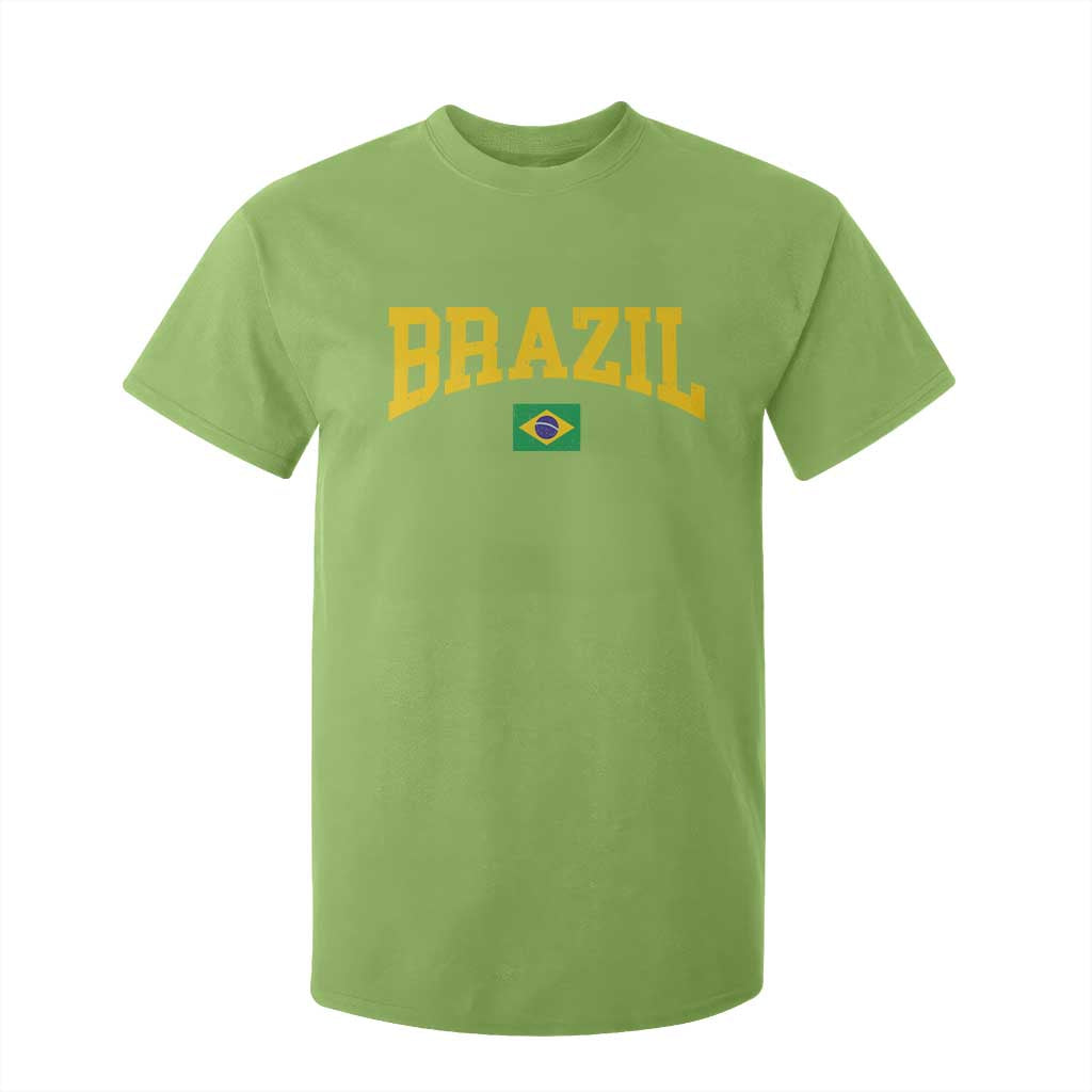 Brazil Football Throwback Design Vintage Brazilian Flag Jersey Style T Shirt For Kid TS11 Lime Print Your Wear