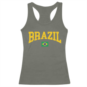 Brazil Football Throwback Design Vintage Brazilian Flag Jersey Style Racerback Tank Top TS11 Military Green Print Your Wear