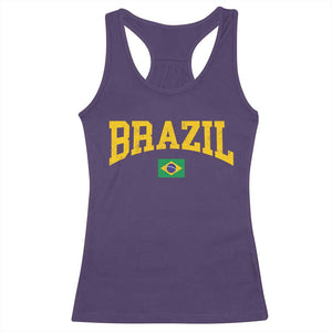 Brazil Football Throwback Design Vintage Brazilian Flag Jersey Style Racerback Tank Top TS11 Purple Print Your Wear