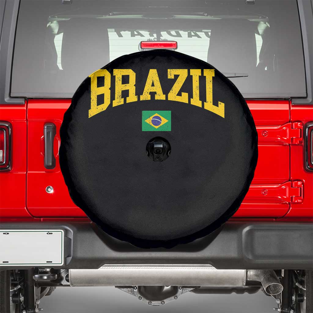 Brazil Football Throwback Design Vintage Brazilian Flag Jersey Style Spare Tire Cover TS11 Black Print Your Wear