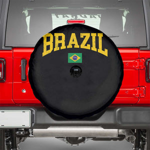 Brazil Football Throwback Design Vintage Brazilian Flag Jersey Style Spare Tire Cover TS11 Black Print Your Wear