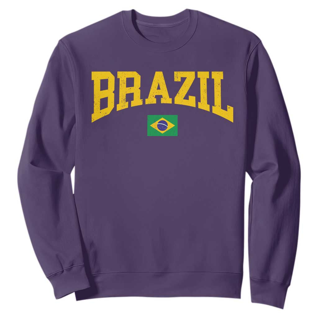 Brazil Football Throwback Design Vintage Brazilian Flag Jersey Style Sweatshirt TS11 Purple Print Your Wear