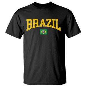 Brazil Football Throwback Design Vintage Brazilian Flag Jersey Style T Shirt TS11 Black Print Your Wear