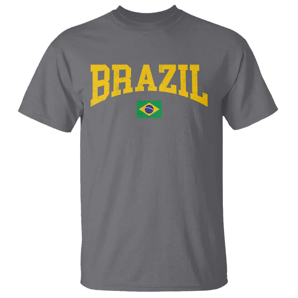 Brazil Football Throwback Design Vintage Brazilian Flag Jersey Style T Shirt TS11 Charcoal Print Your Wear