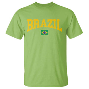 Brazil Football Throwback Design Vintage Brazilian Flag Jersey Style T Shirt TS11 Lime Print Your Wear