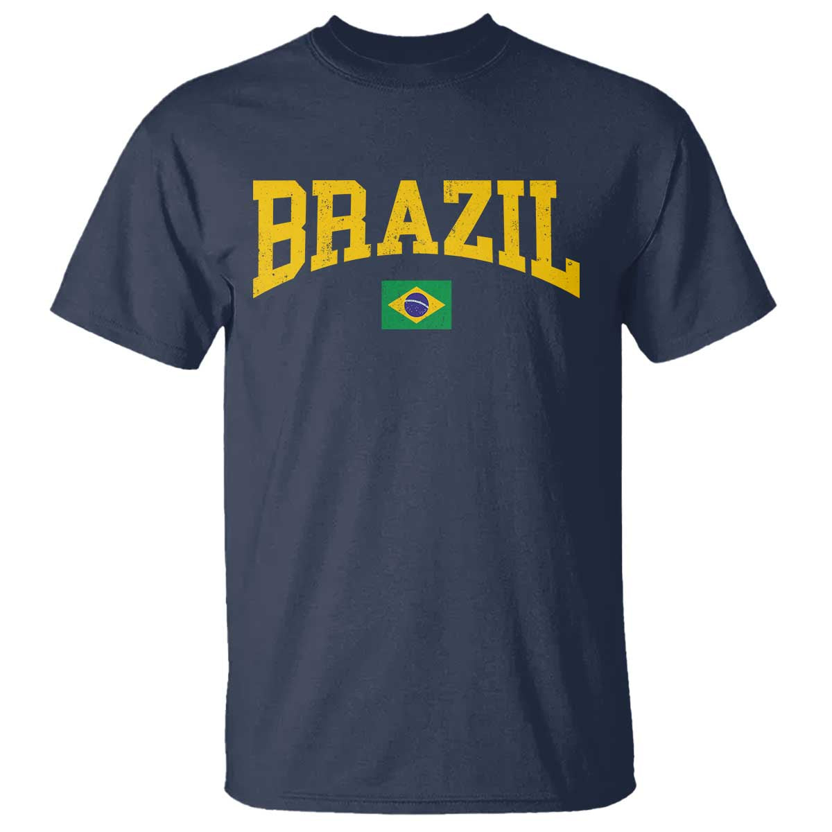 Brazil Football Throwback Design Vintage Brazilian Flag Jersey Style T Shirt TS11 Navy Print Your Wear