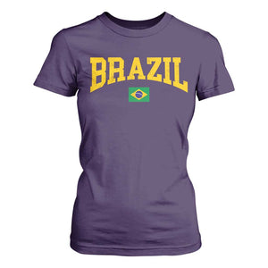 Brazil Football Throwback Design Vintage Brazilian Flag Jersey Style T Shirt For Women TS11 Purple Print Your Wear