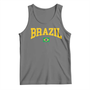 Brazil Football Throwback Design Vintage Brazilian Flag Jersey Style Tank Top TS11 Black Heather Print Your Wear