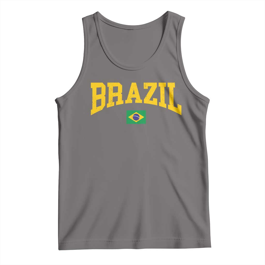 Brazil Football Throwback Design Vintage Brazilian Flag Jersey Style Tank Top TS11 Deep Heather Print Your Wear