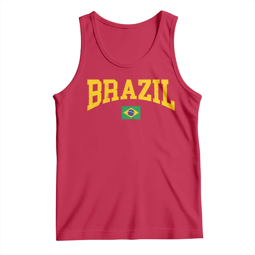 Brazil Football Throwback Design Vintage Brazilian Flag Jersey Style Tank Top TS11 Red Print Your Wear