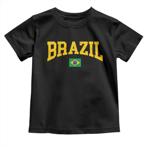 Brazil Football Throwback Design Vintage Brazilian Flag Jersey Style Toddler T Shirt TS11 Black Print Your Wear