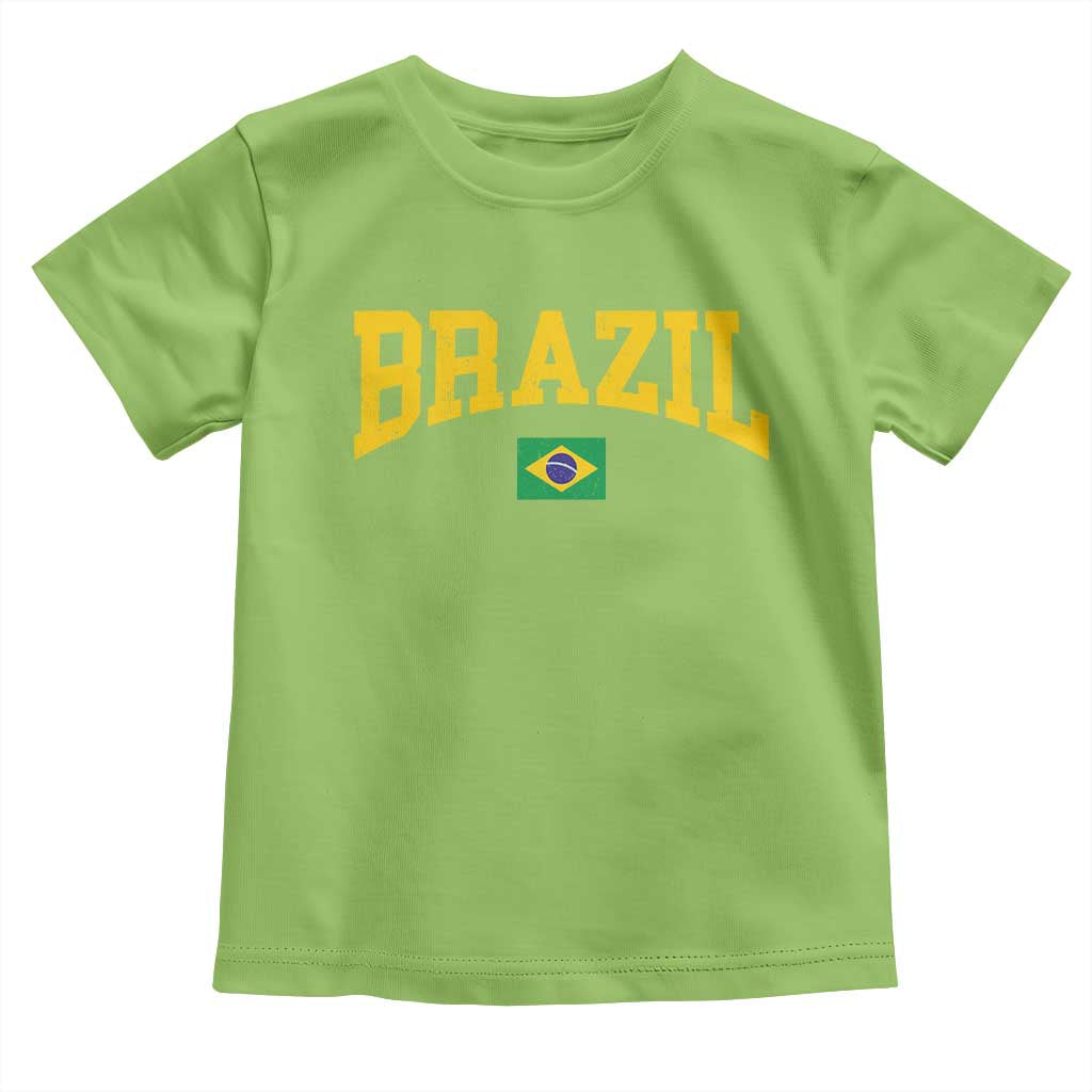 Brazil Football Throwback Design Vintage Brazilian Flag Jersey Style Toddler T Shirt TS11 Lime Print Your Wear