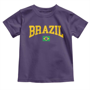Brazil Football Throwback Design Vintage Brazilian Flag Jersey Style Toddler T Shirt TS11 Purple Print Your Wear