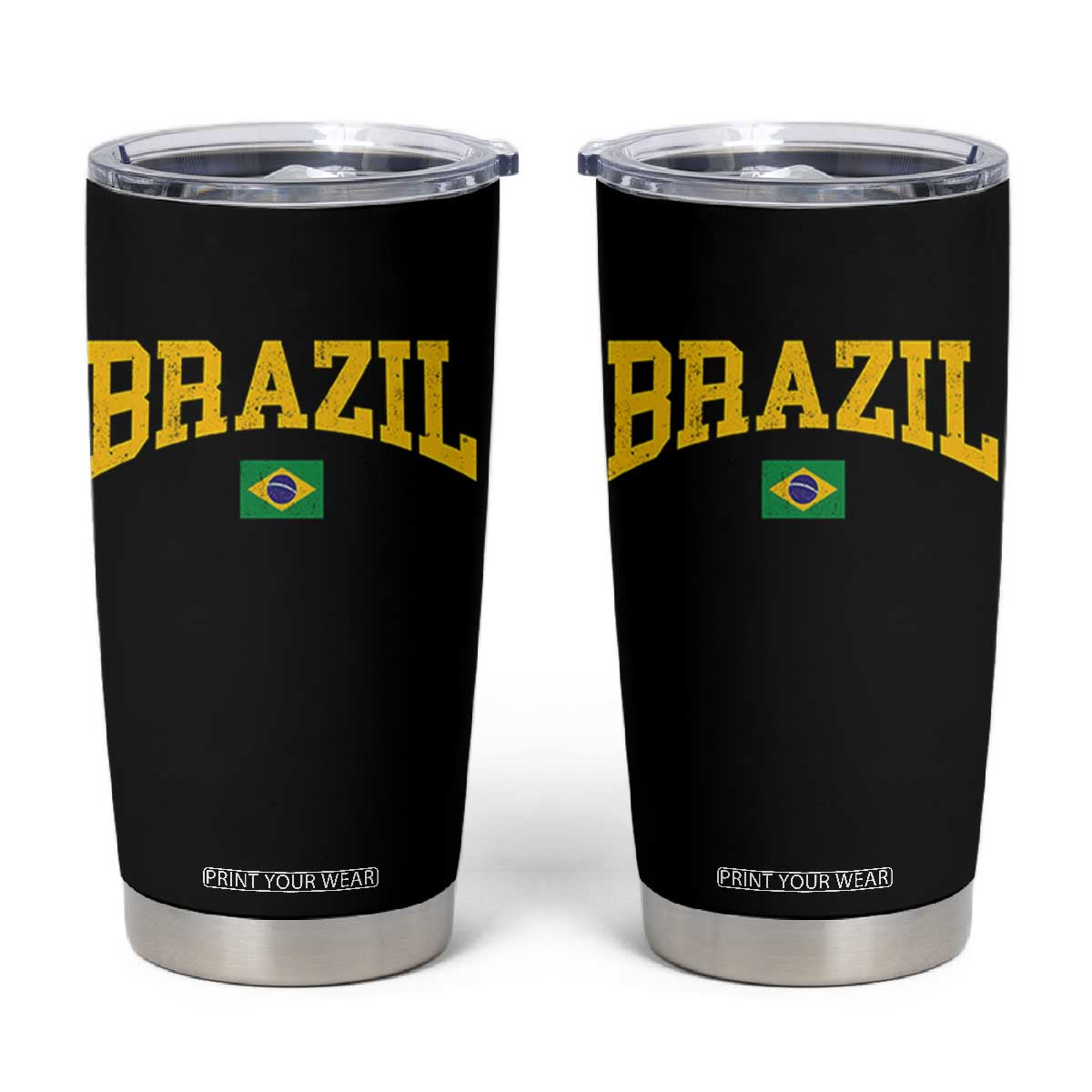 Brazil Football Throwback Design Vintage Brazilian Flag Jersey Style Tumbler Cup TS11 Black Print Your Wear