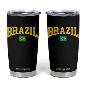 Brazil Football Throwback Design Vintage Brazilian Flag Jersey Style Tumbler Cup TS11 Black Print Your Wear