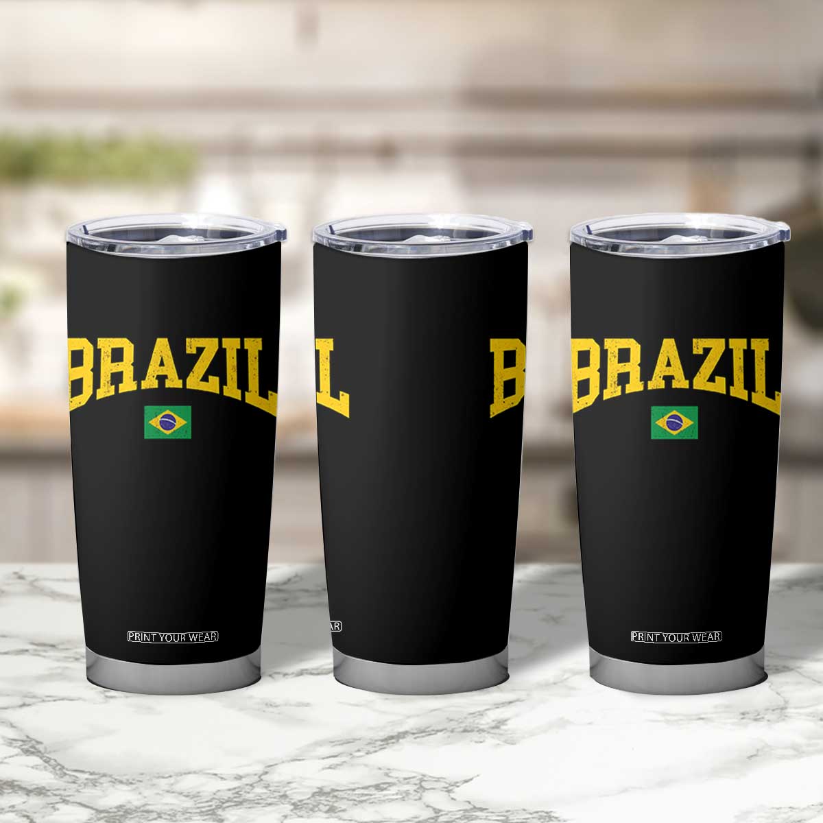 Brazil Football Throwback Design Vintage Brazilian Flag Jersey Style Tumbler Cup TS11 Print Your Wear