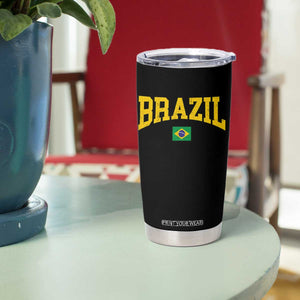 Brazil Football Throwback Design Vintage Brazilian Flag Jersey Style Tumbler Cup TS11 Print Your Wear