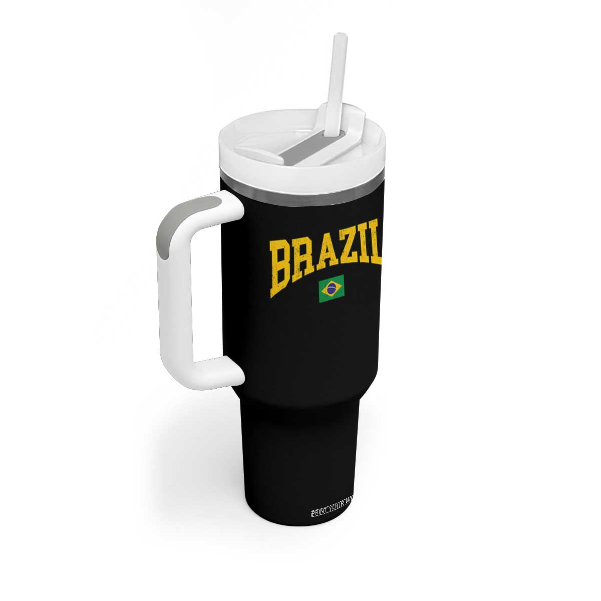 Brazil Football Throwback Design Vintage Brazilian Flag Jersey Style Tumbler With Handle TS11 Print Your Wear