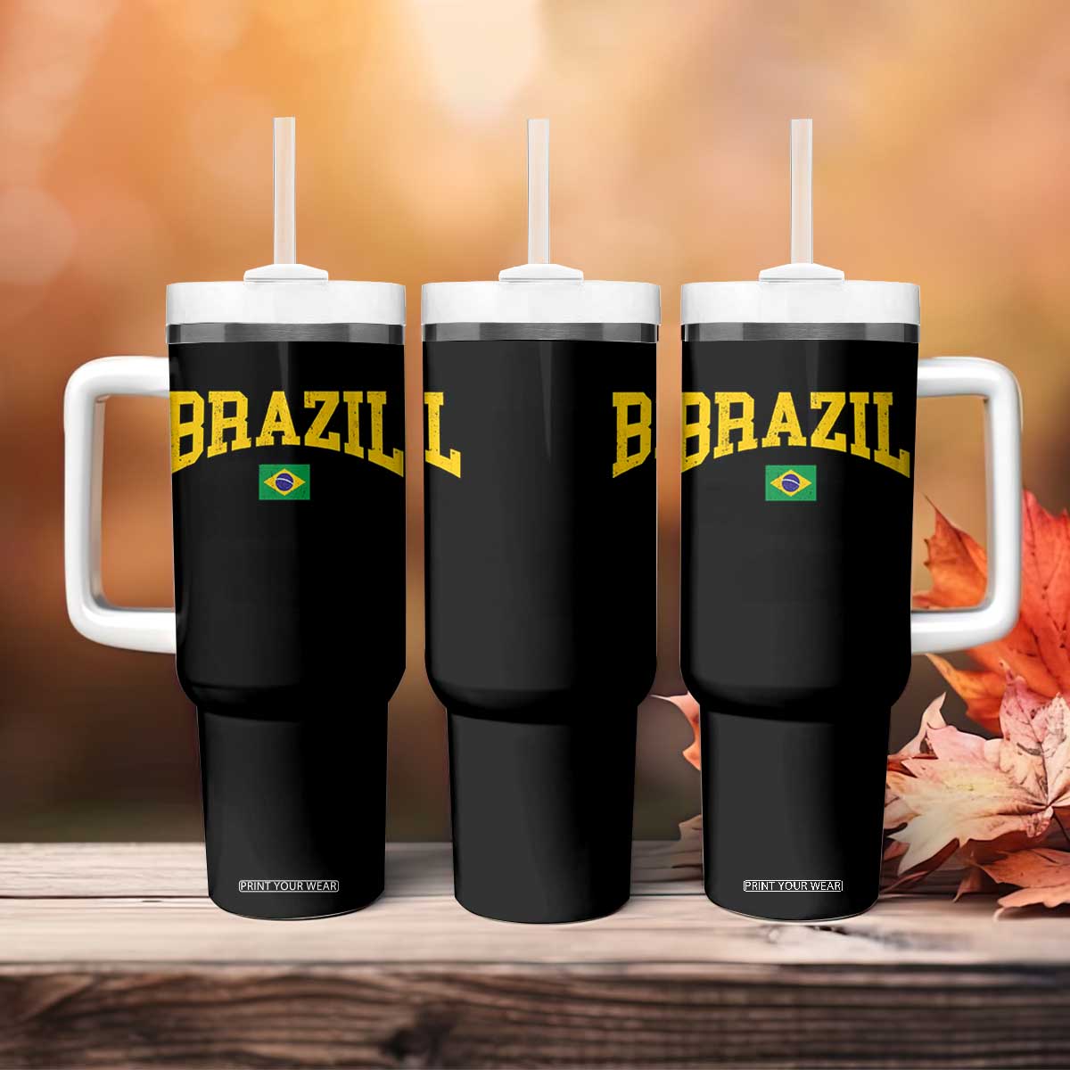 Brazil Football Throwback Design Vintage Brazilian Flag Jersey Style Tumbler With Handle TS11 Print Your Wear