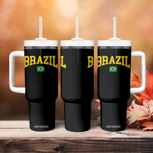 Brazil Football Throwback Design Vintage Brazilian Flag Jersey Style Tumbler With Handle TS11 Print Your Wear