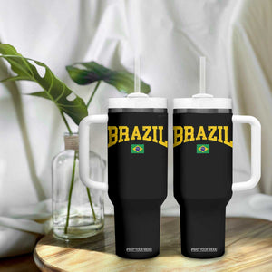 Brazil Football Throwback Design Vintage Brazilian Flag Jersey Style Tumbler With Handle TS11 Print Your Wear