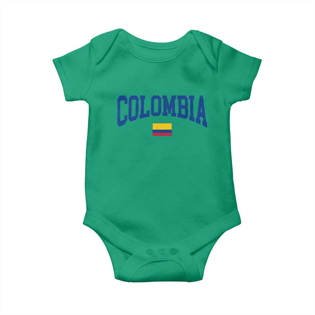 Colombia Football Throwback Design Vintage Colombian Flag Jersey Style Baby Onesie TS11 Irish Green Print Your Wear